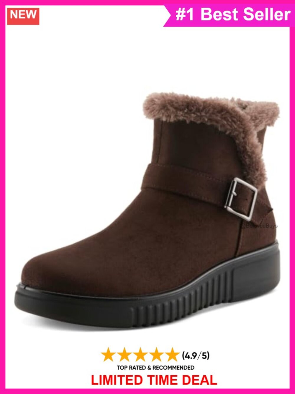 Microsuede Faux Fur Lined Cozy Ankle Bootie